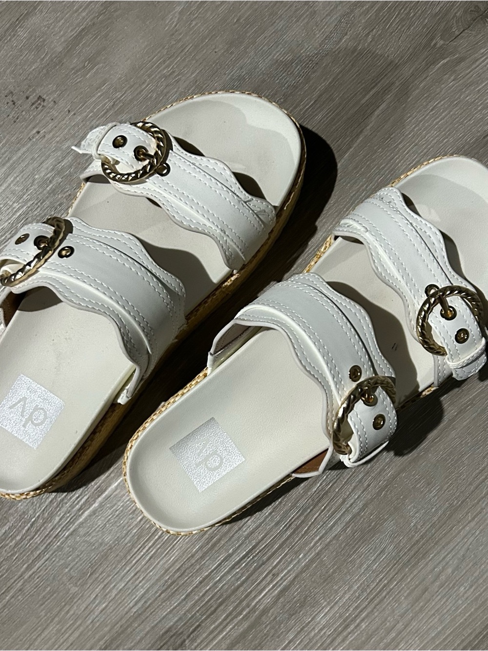 Brand New, Dolce Vita White Double-Buckle Espadrille Slide Sandals